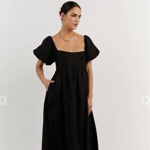 DISSH black linen Monty dress
